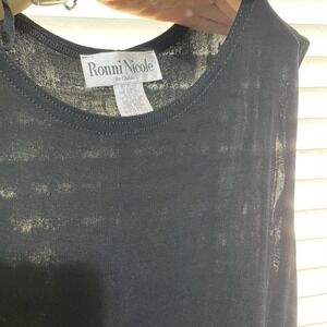 Vtg Women's Maxi Dress‎ Black Sz 14 Y2K Grunge Goth Slits Semi Sheer Slinky Rock